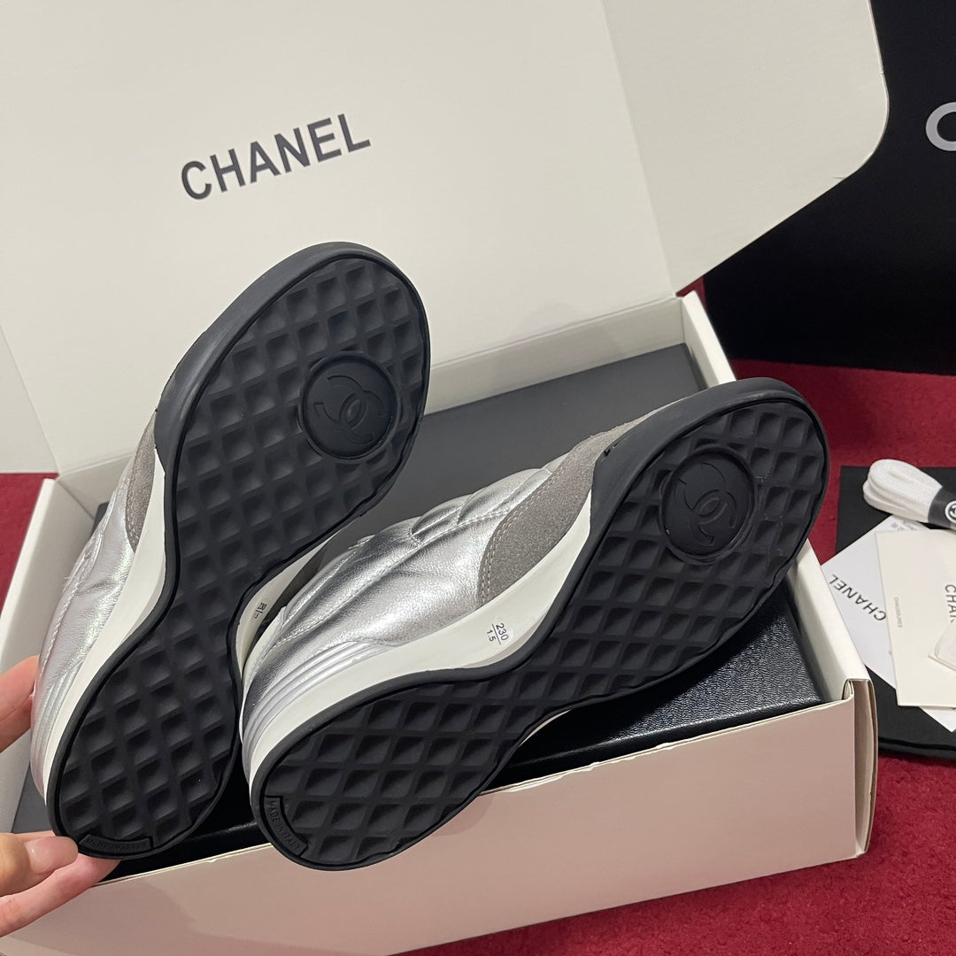 Chanel Quilted Trainers, Silver