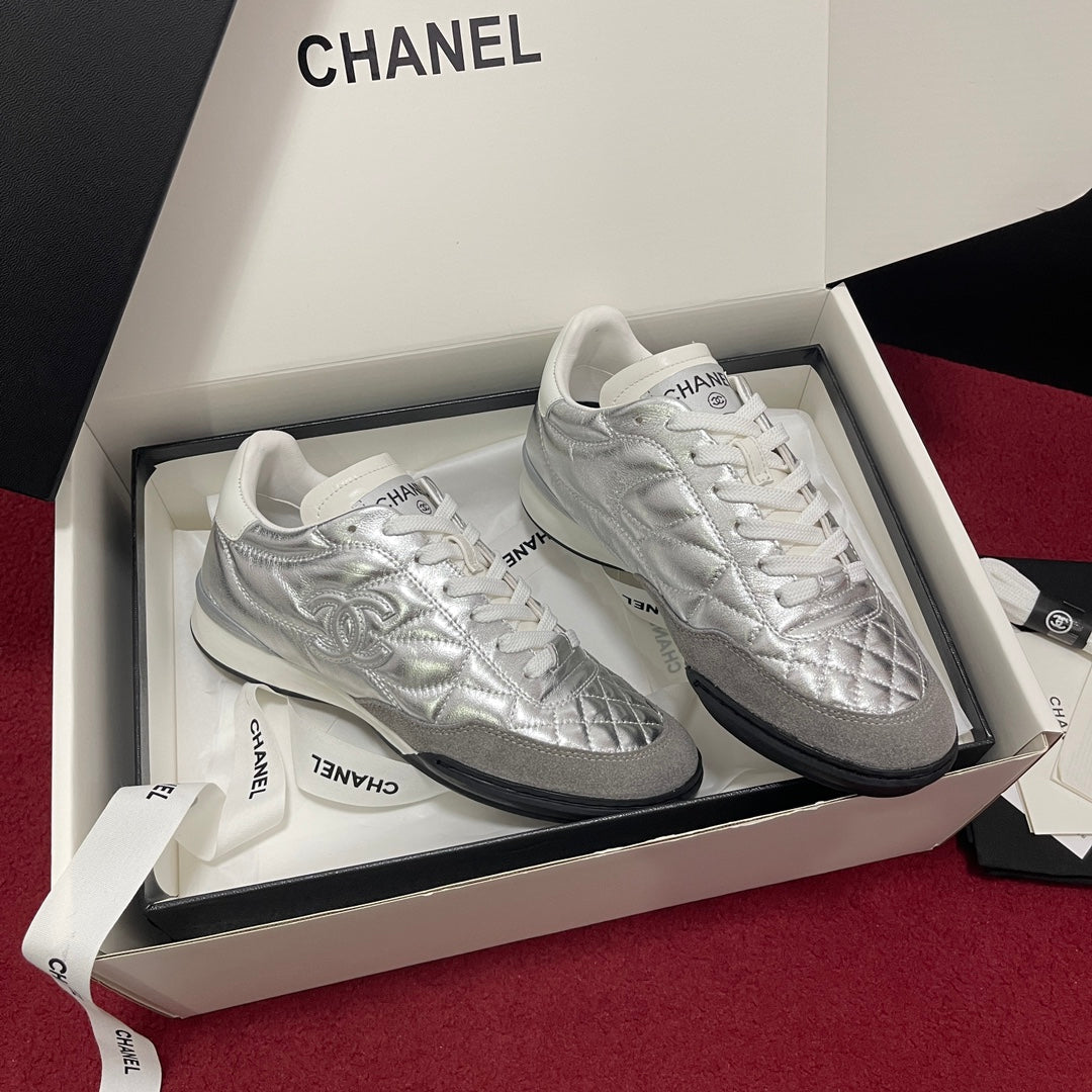 Chanel Quilted Trainers, Silver
