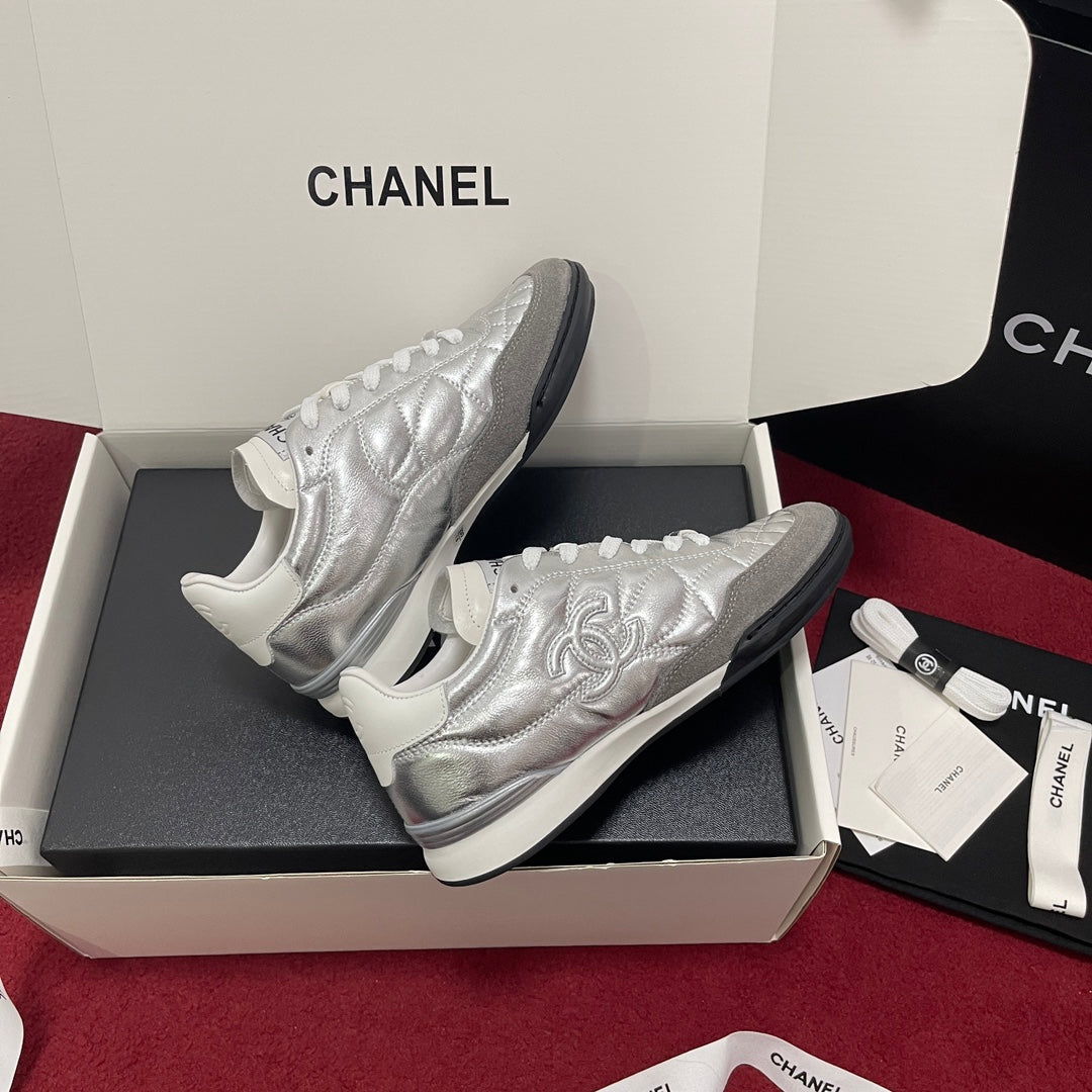 Chanel Quilted Trainers, Silver