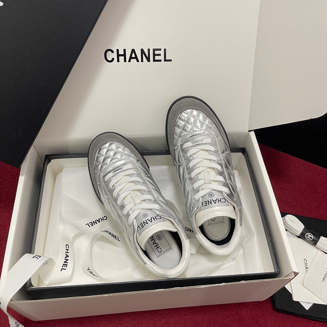 Chanel Quilted Trainers, Silver