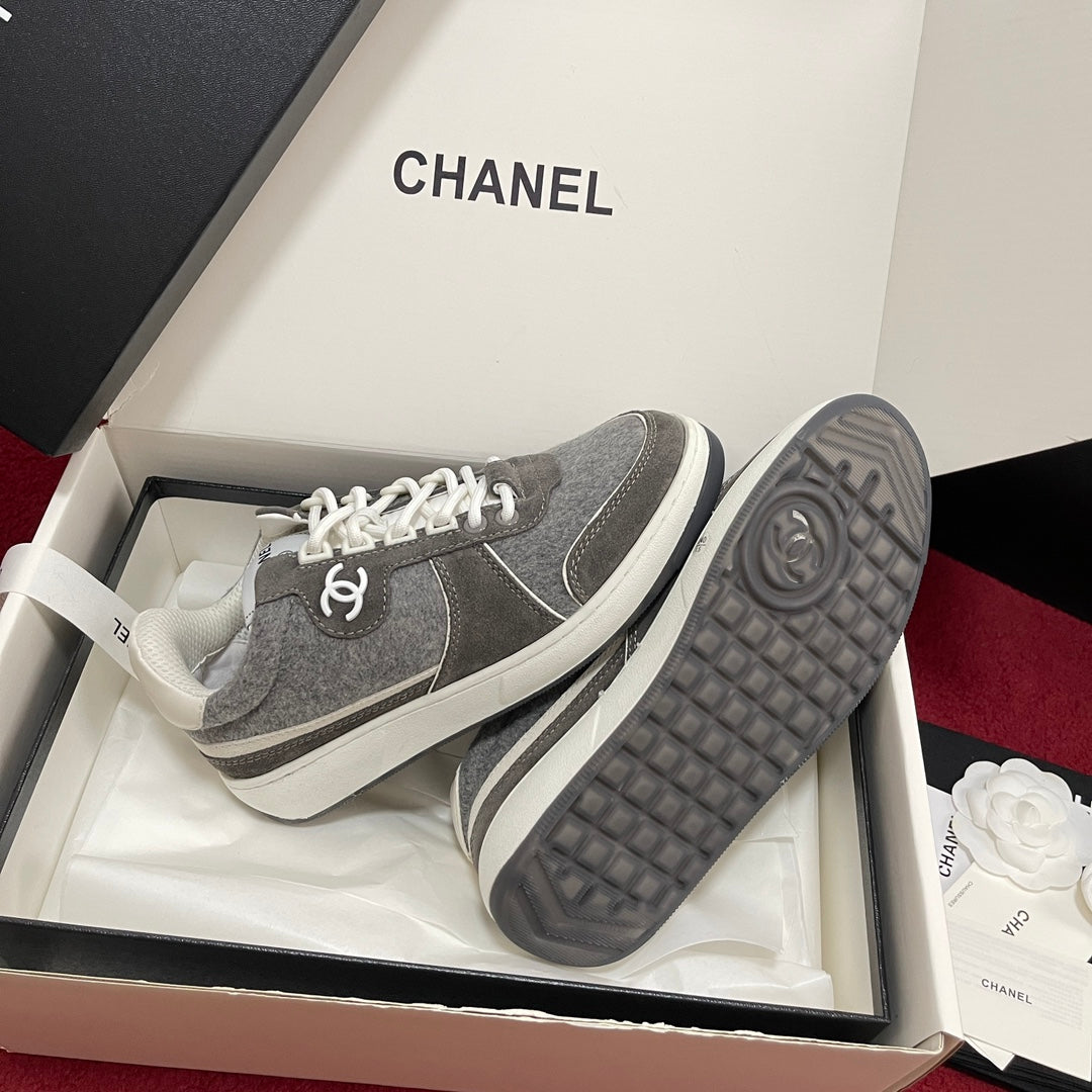 CHANEL 25S New Colorway Tweed Sneakers, Grey