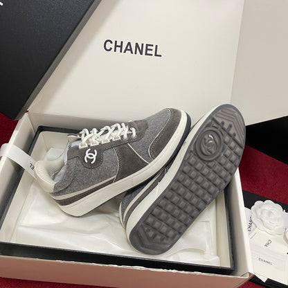 CHANEL 25S New Colorway Tweed Sneakers, Grey