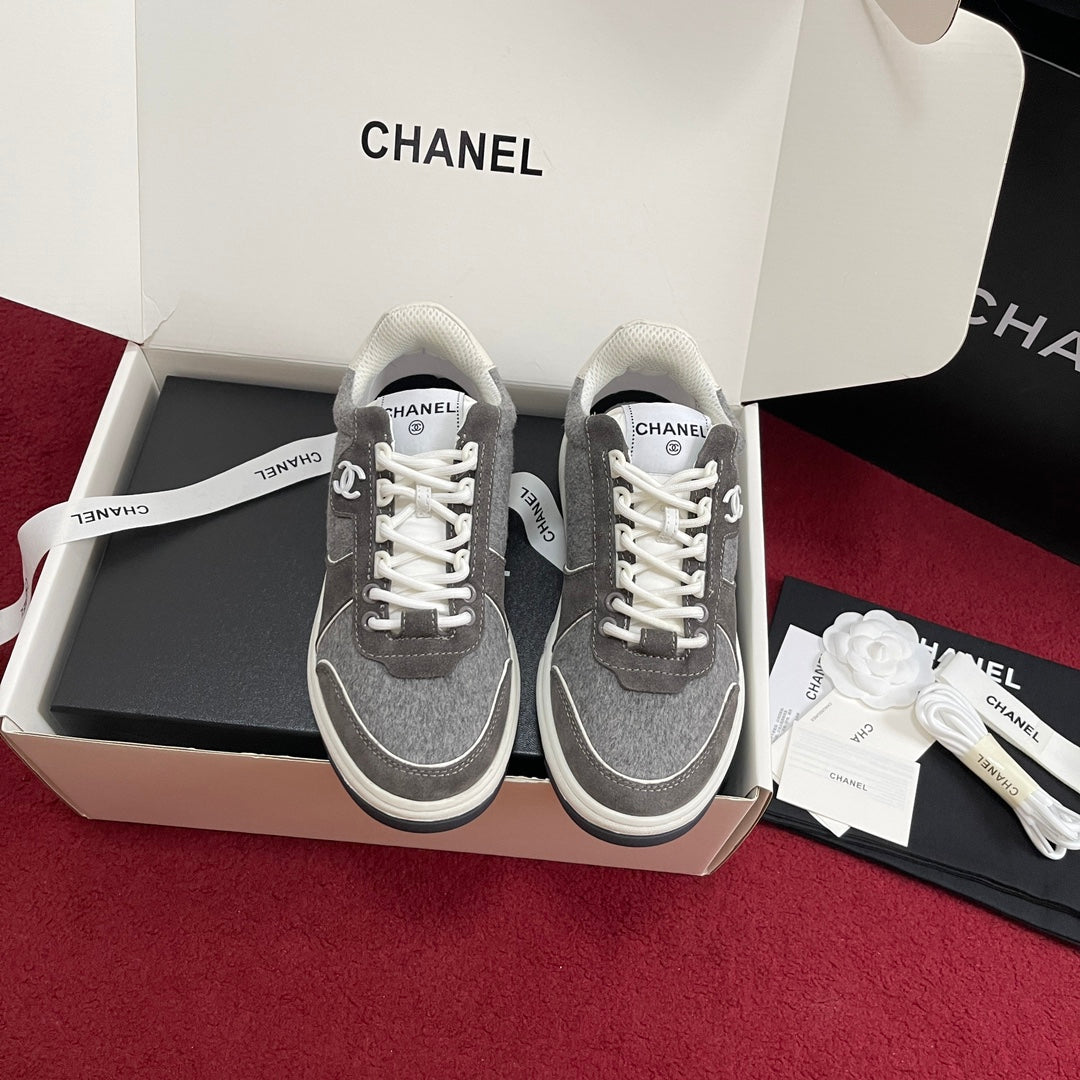 CHANEL 25S New Colorway Tweed Sneakers, Grey
