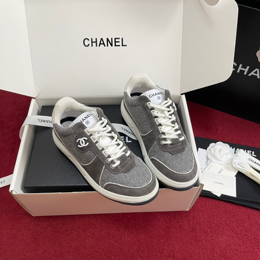 CHANEL 25S New Colorway Tweed Sneakers, Grey