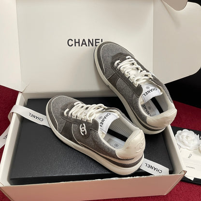 CHANEL 25S New Colorway Tweed Sneakers, Grey
