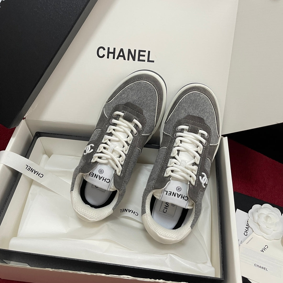 CHANEL 25S New Colorway Tweed Sneakers, Grey
