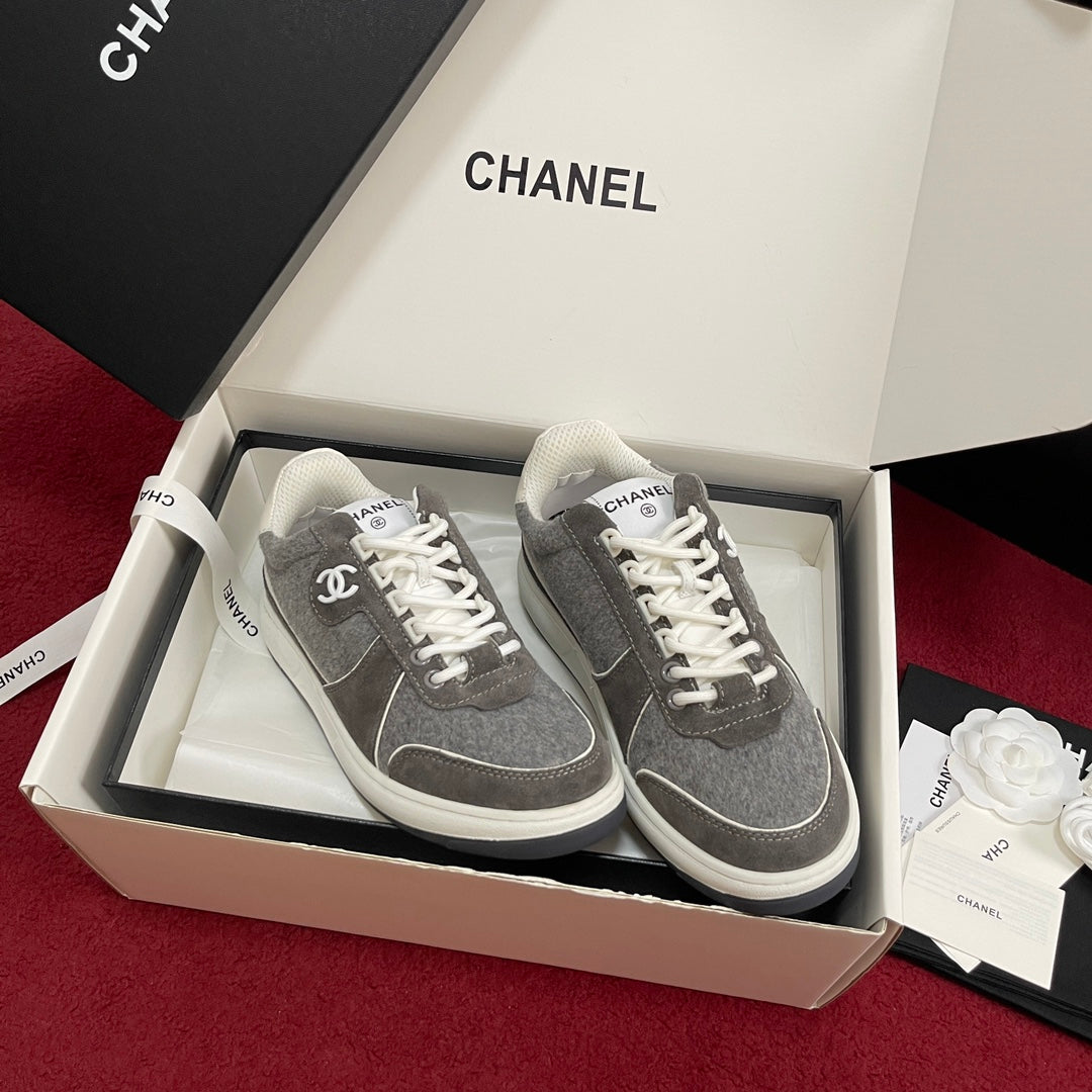 CHANEL 25S New Colorway Tweed Sneakers, Grey
