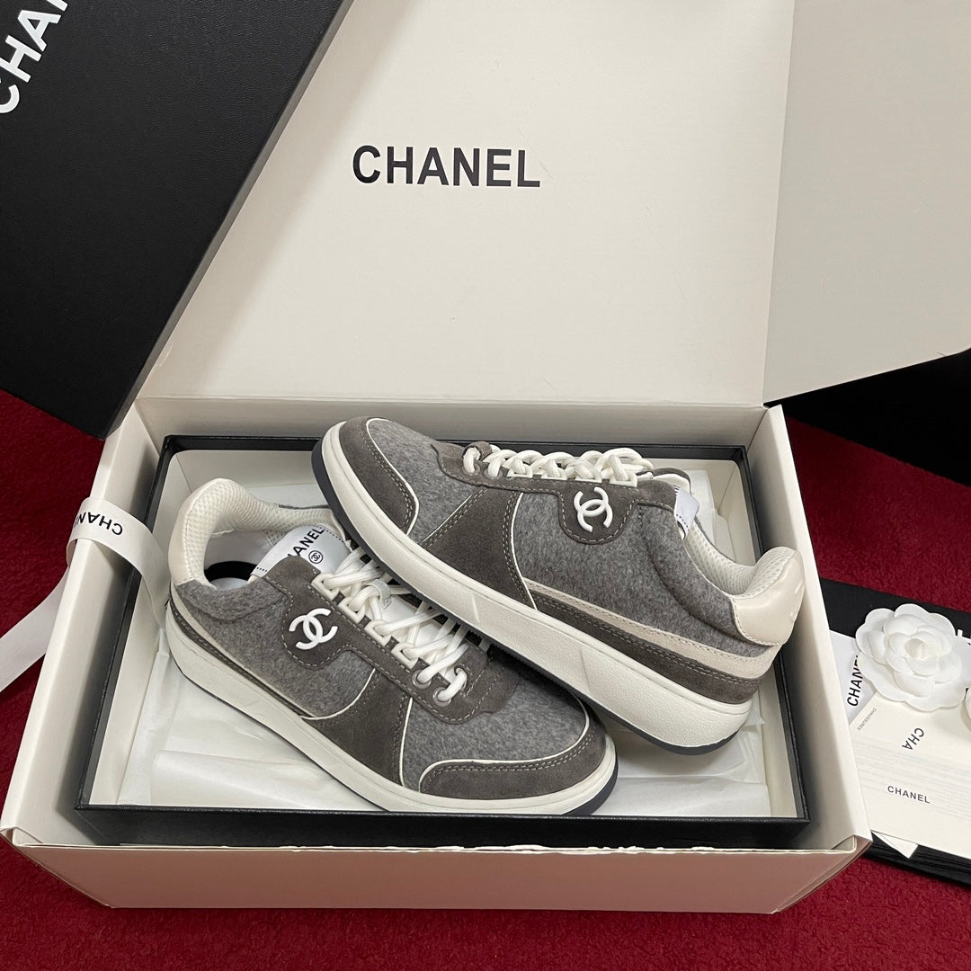 CHANEL 25S New Colorway Tweed Sneakers, Grey