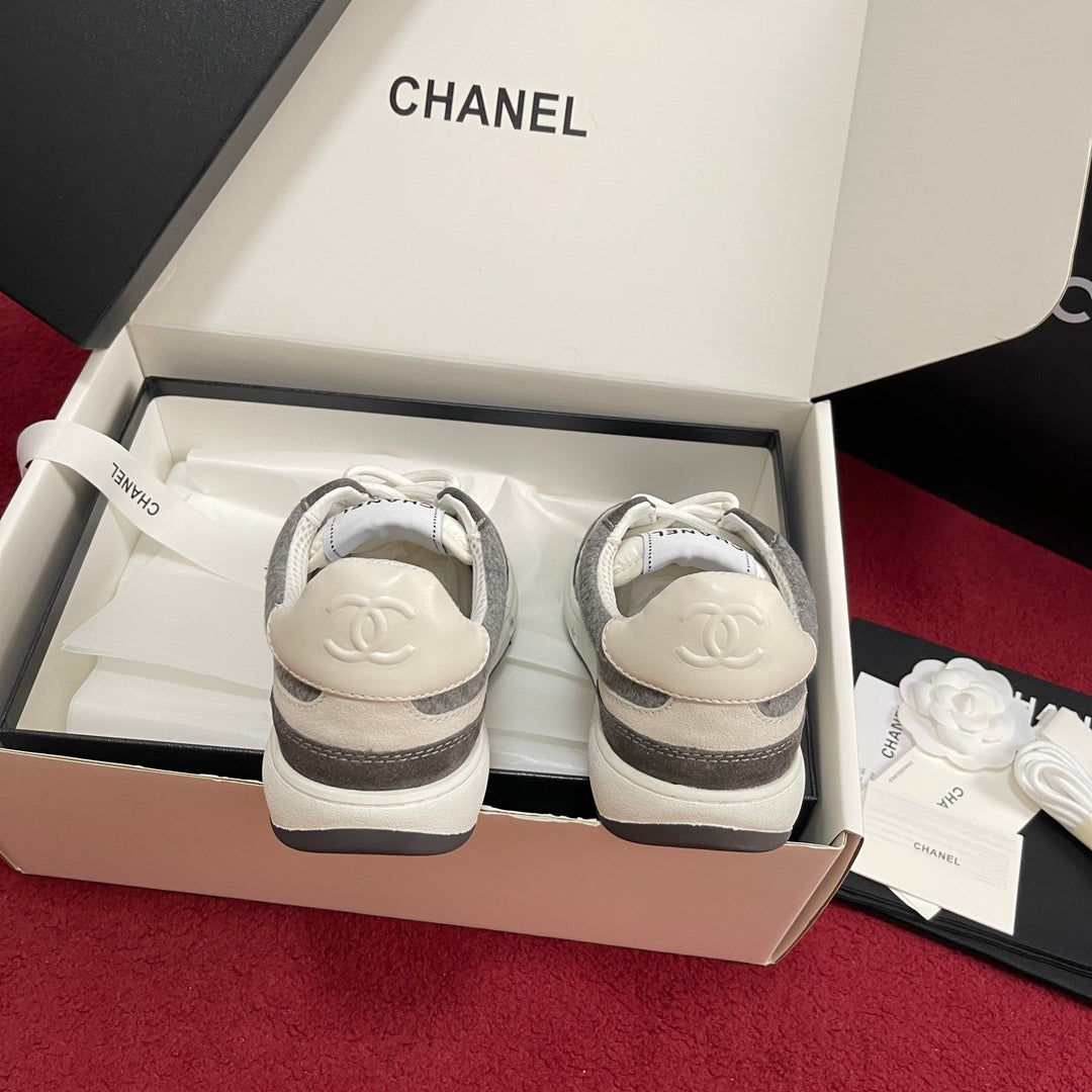 CHANEL 25S New Colorway Tweed Sneakers, Grey