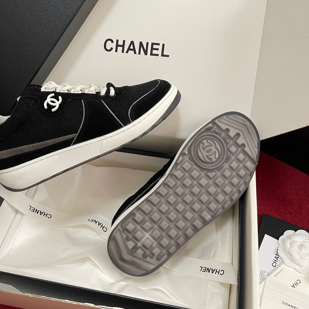 CHANEL 25S New Colorway Tweed Sneakers, Black