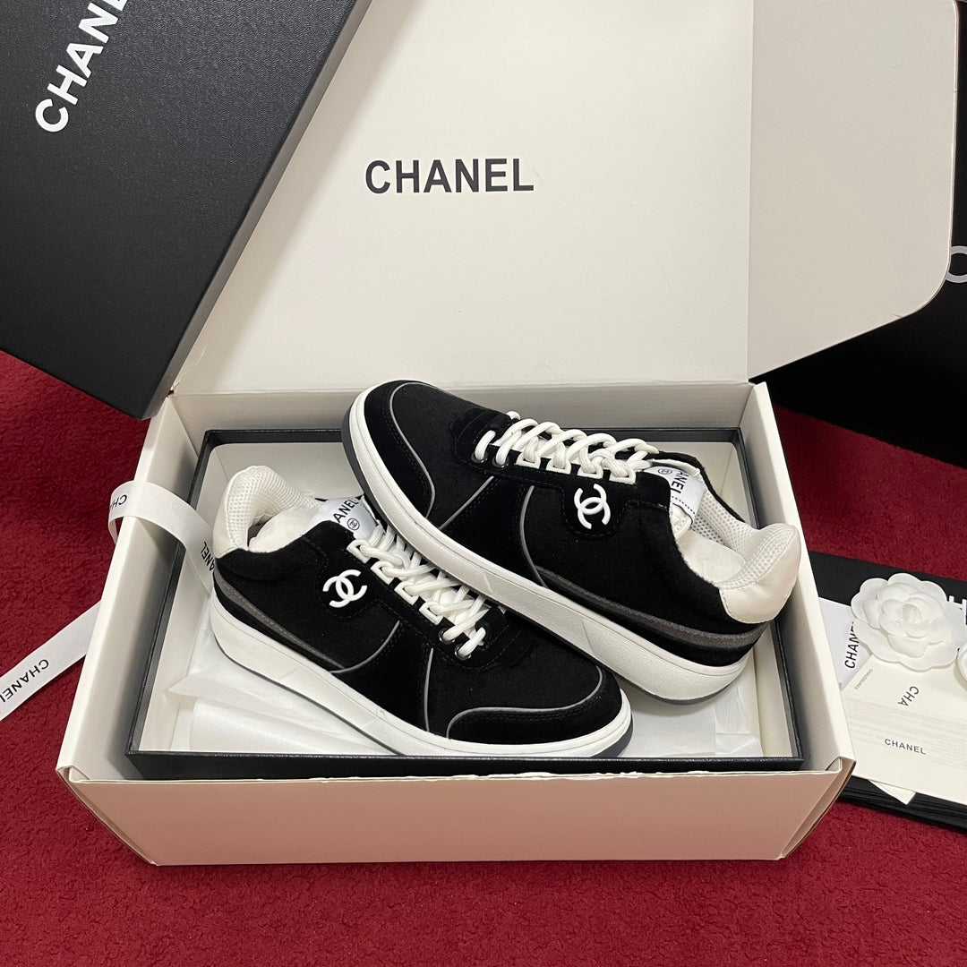 CHANEL 25S New Colorway Tweed Sneakers, Black