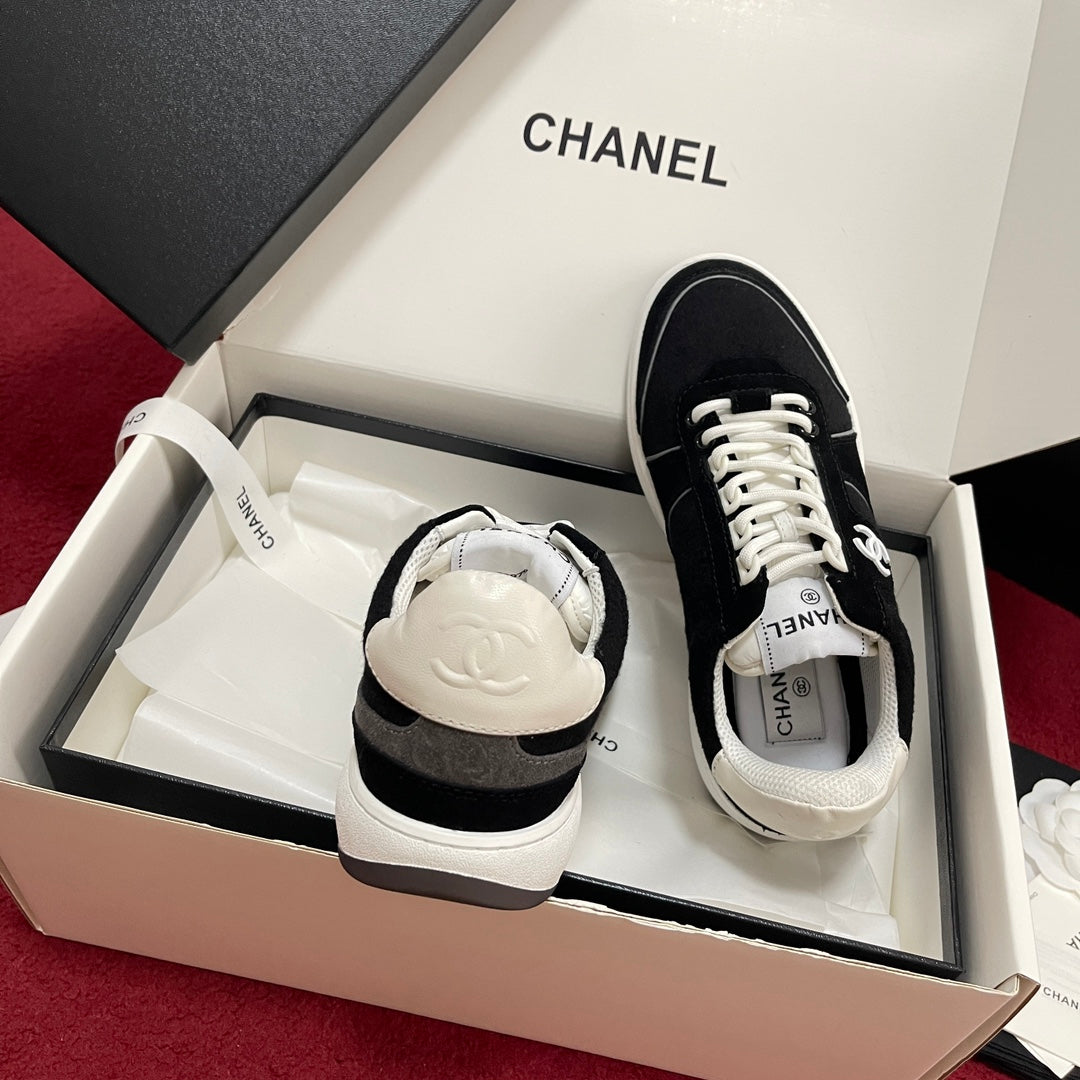 CHANEL 25S New Colorway Tweed Sneakers, Black
