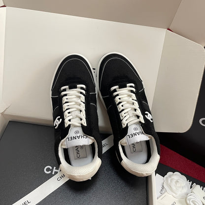 CHANEL 25S New Colorway Tweed Sneakers, Black