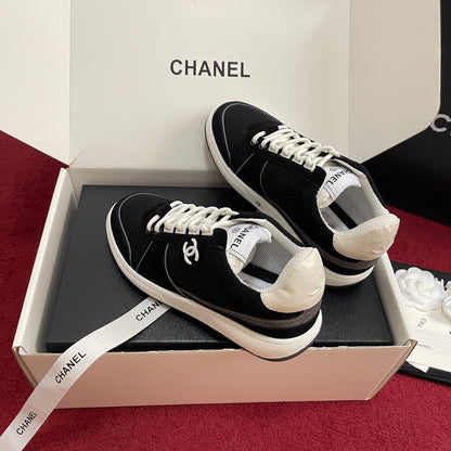 CHANEL 25S New Colorway Tweed Sneakers, Black