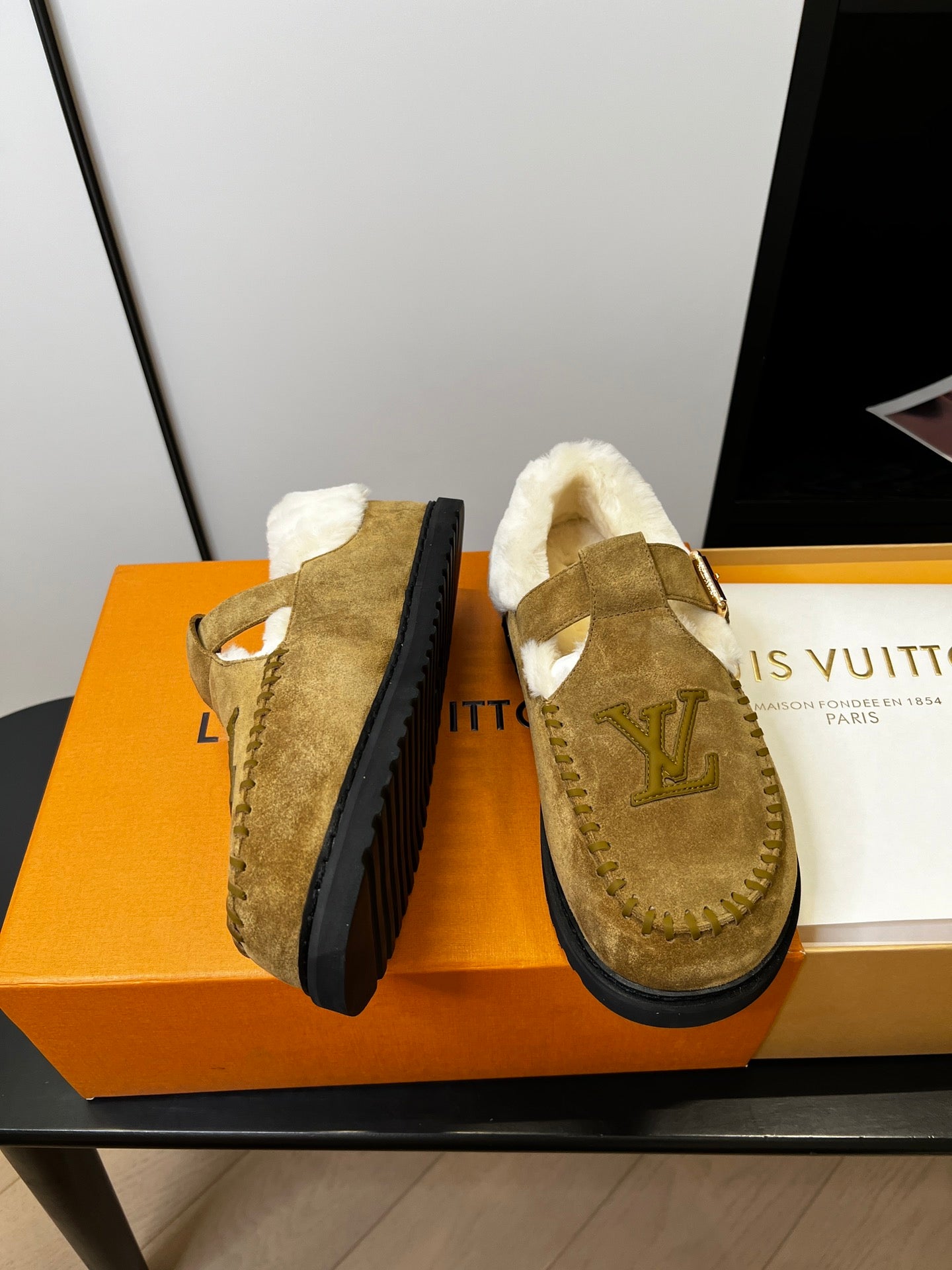 Louis Vuitton Fairy-core Mary Jane Plush Flats, Brown