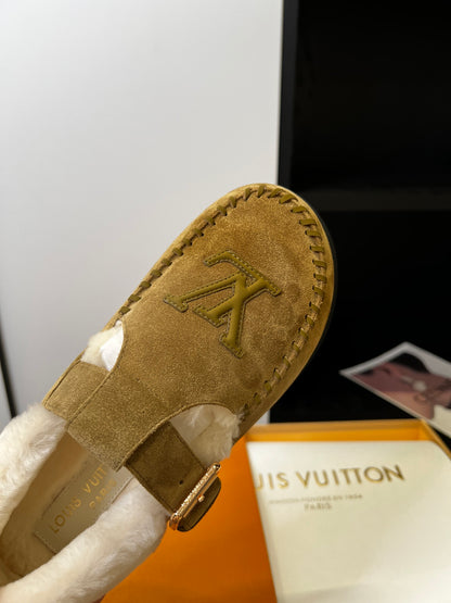Louis Vuitton Fairy-core Mary Jane Plush Flats, Brown