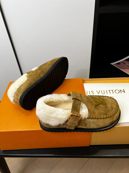 Louis Vuitton Fairy-core Mary Jane Plush Flats, Brown