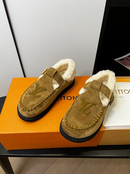 Louis Vuitton Fairy-core Mary Jane Plush Flats, Brown