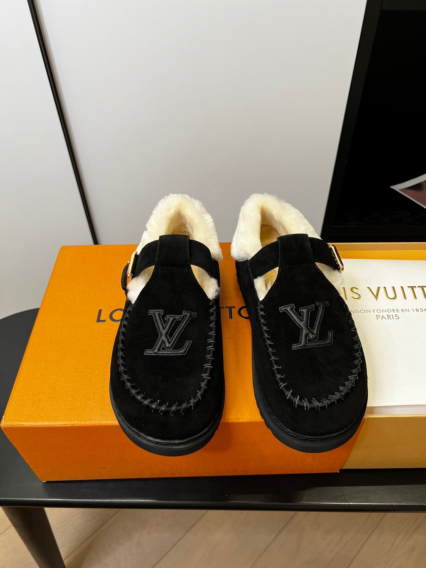 Louis Vuitton Fairy-core Mary Jane Plush Flats, Black