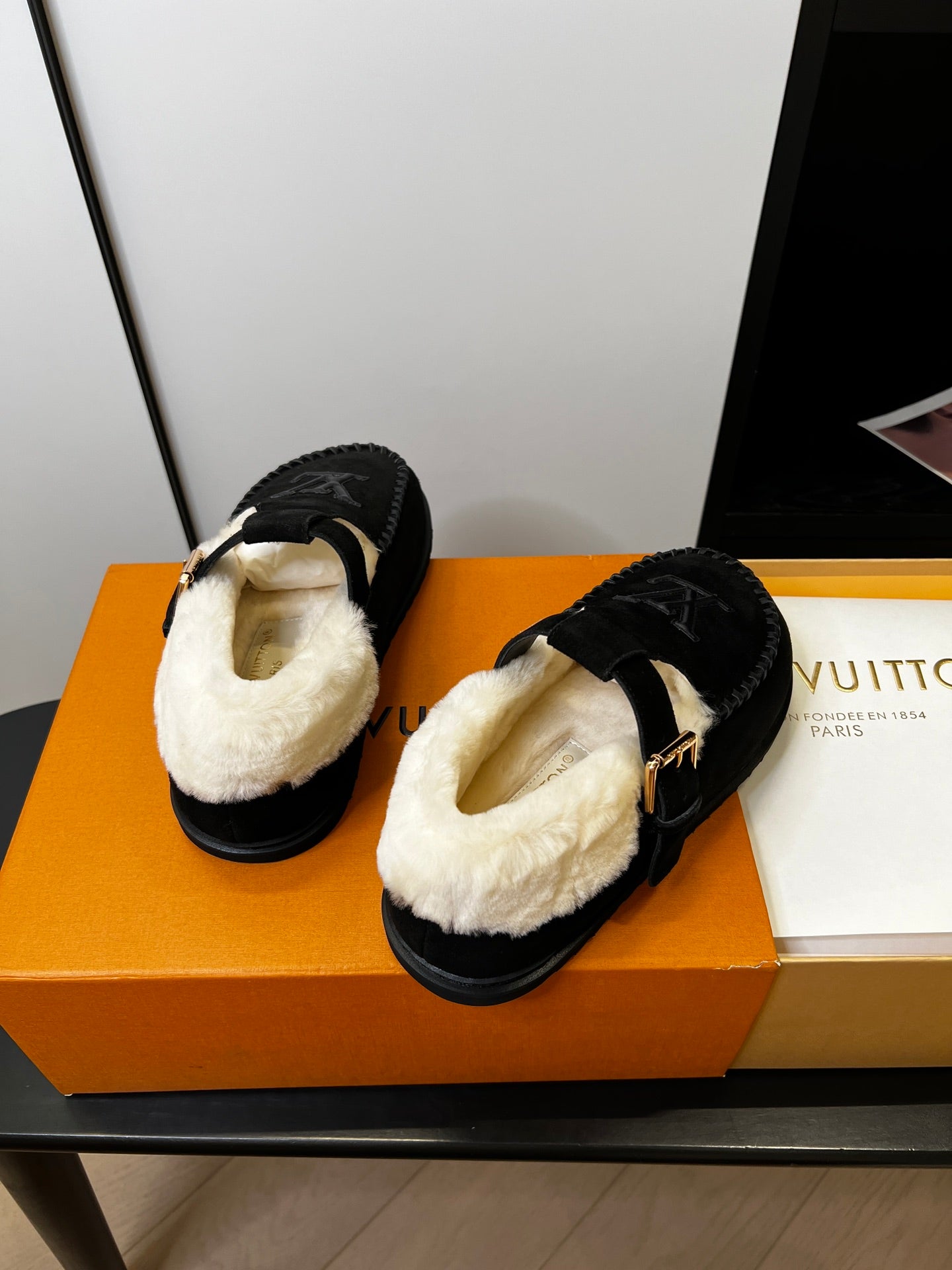 Louis Vuitton Fairy-core Mary Jane Plush Flats, Black