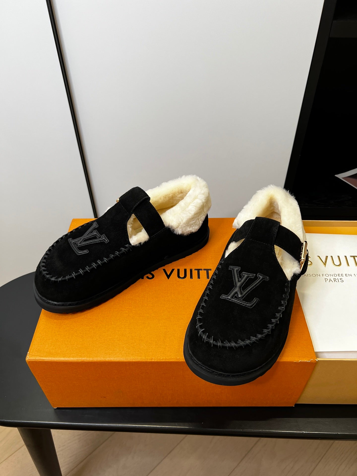 Louis Vuitton Fairy-core Mary Jane Plush Flats, Black