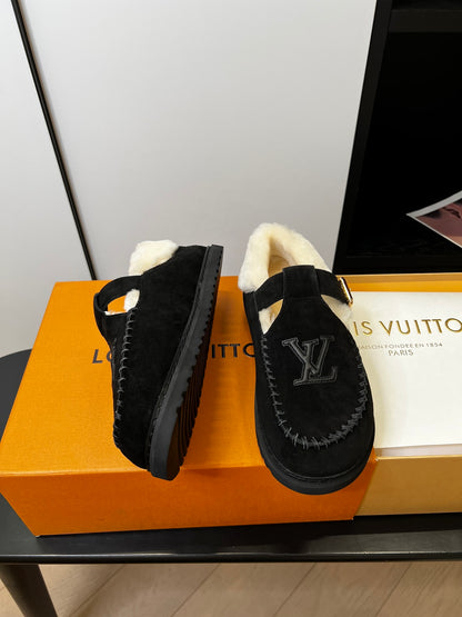 Louis Vuitton Fairy-core Mary Jane Plush Flats, Black