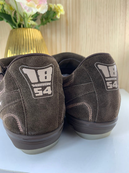 LV Footprint Soccer Sneaker, Brown Suede