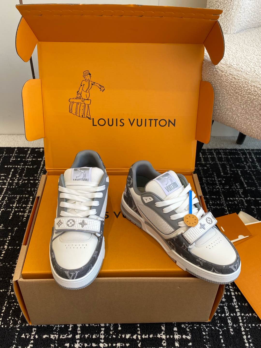 LV Trainer Sneaker, Monogram denim Grey
