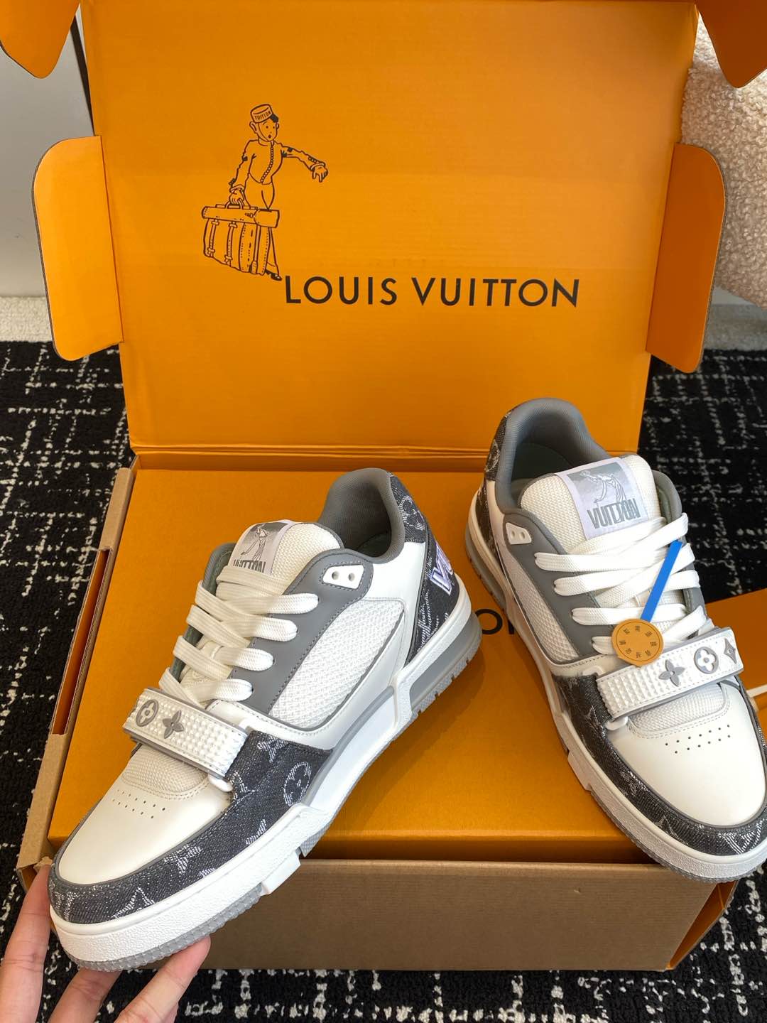 LV Trainer Sneaker, Monogram denim Grey