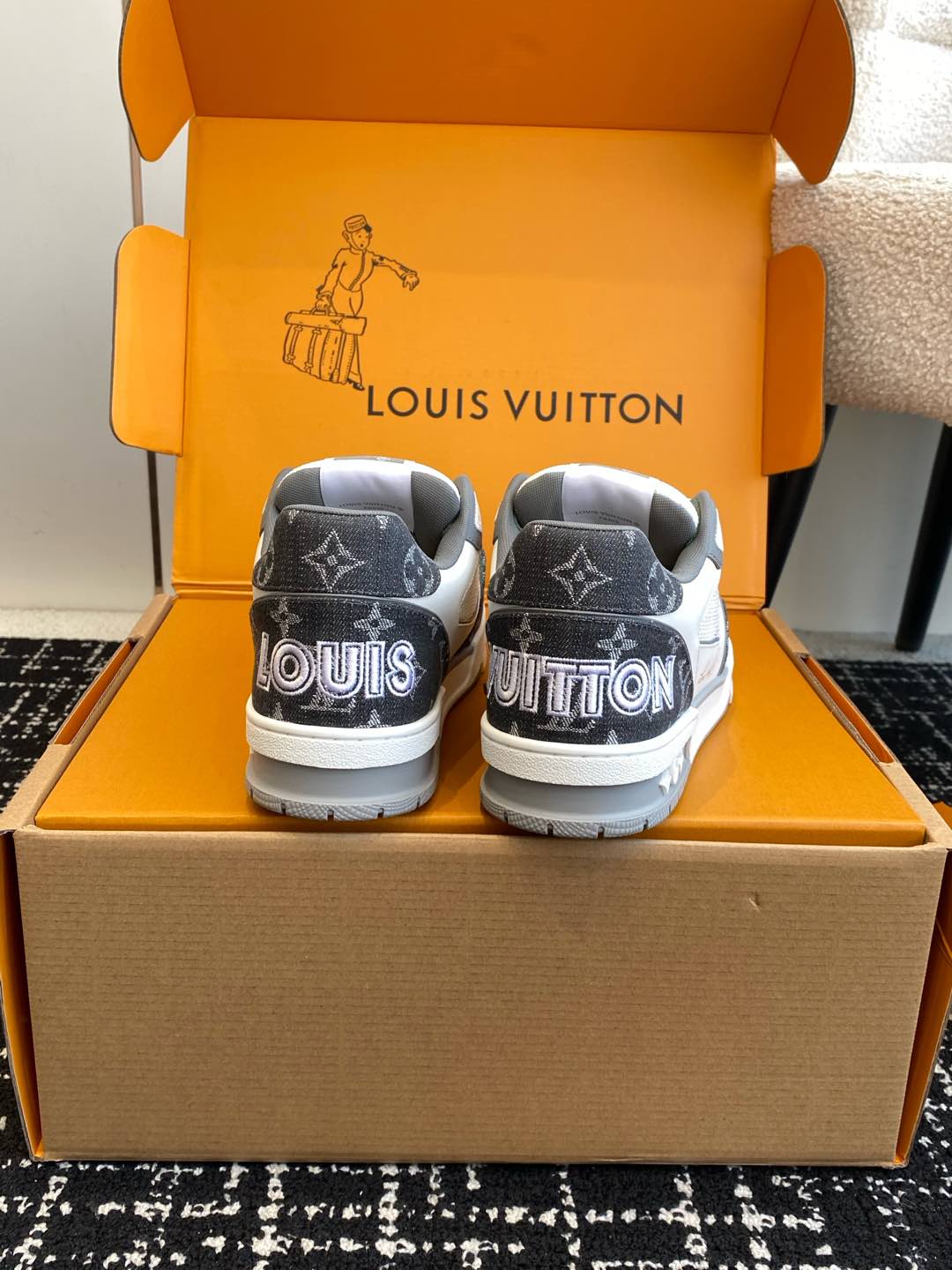 LV Trainer Sneaker, Monogram denim Grey