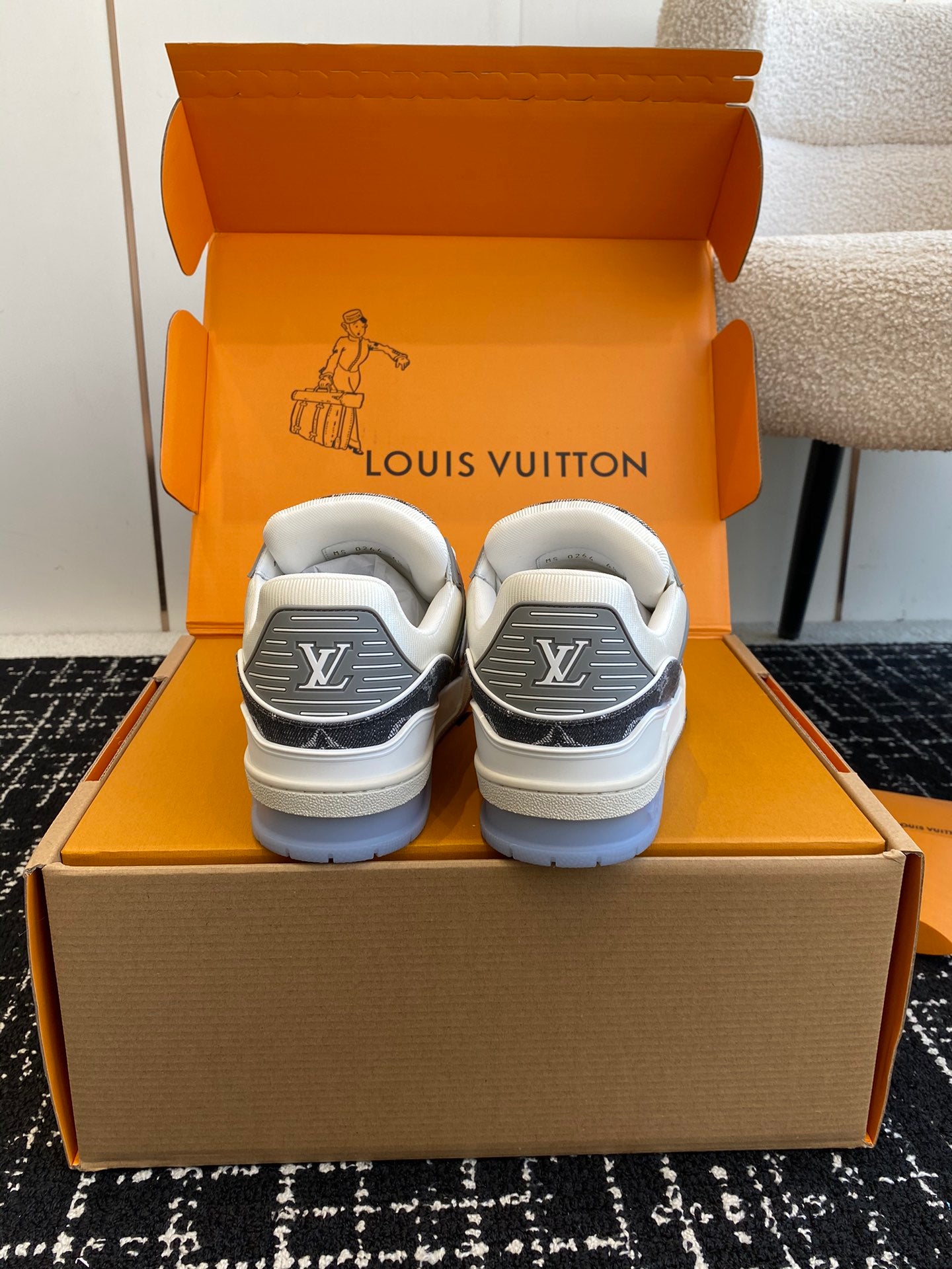 LV Trainer Sneaker, Denim Grey New