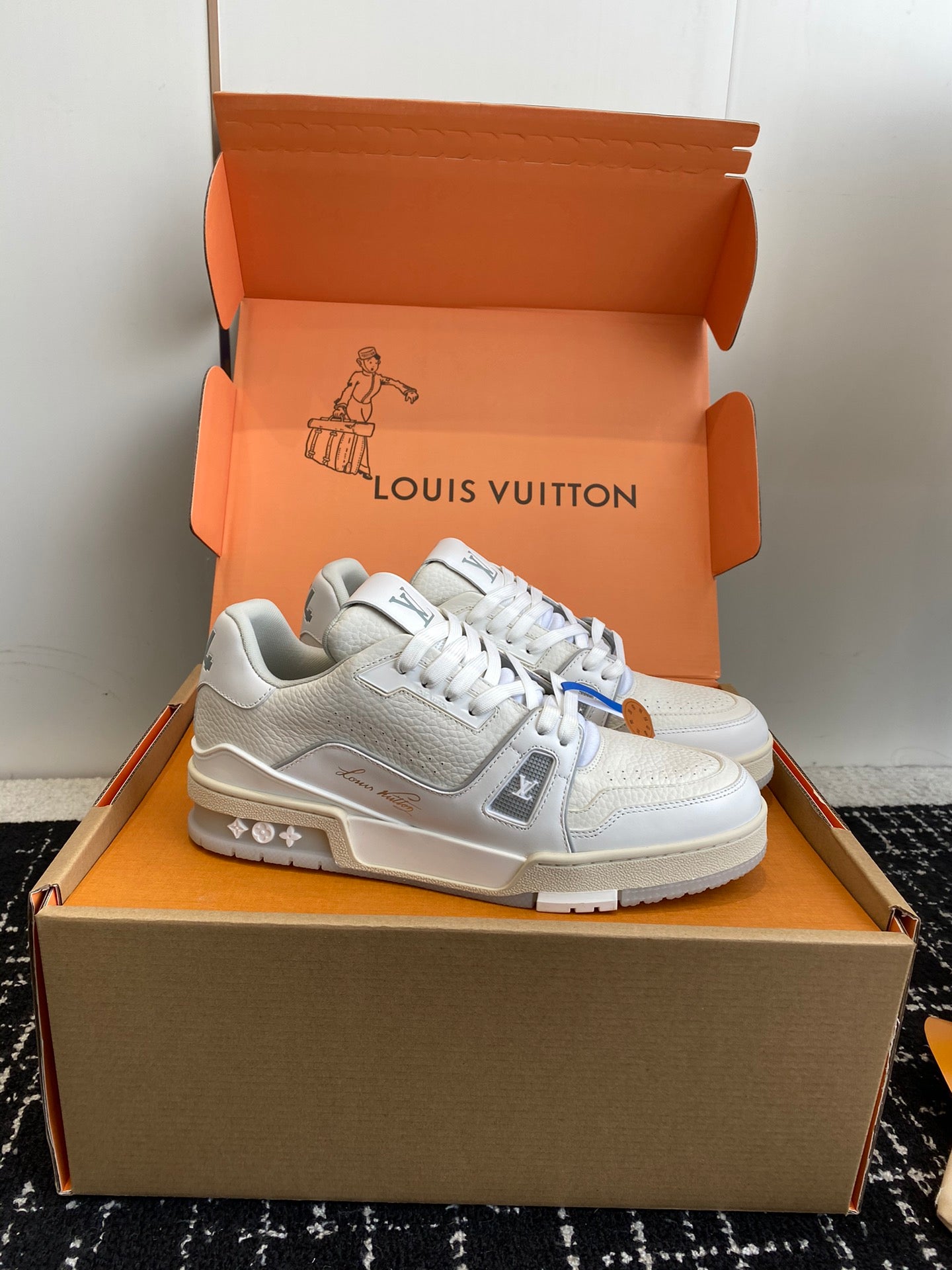 LV Trainer Sneaker, White Cement