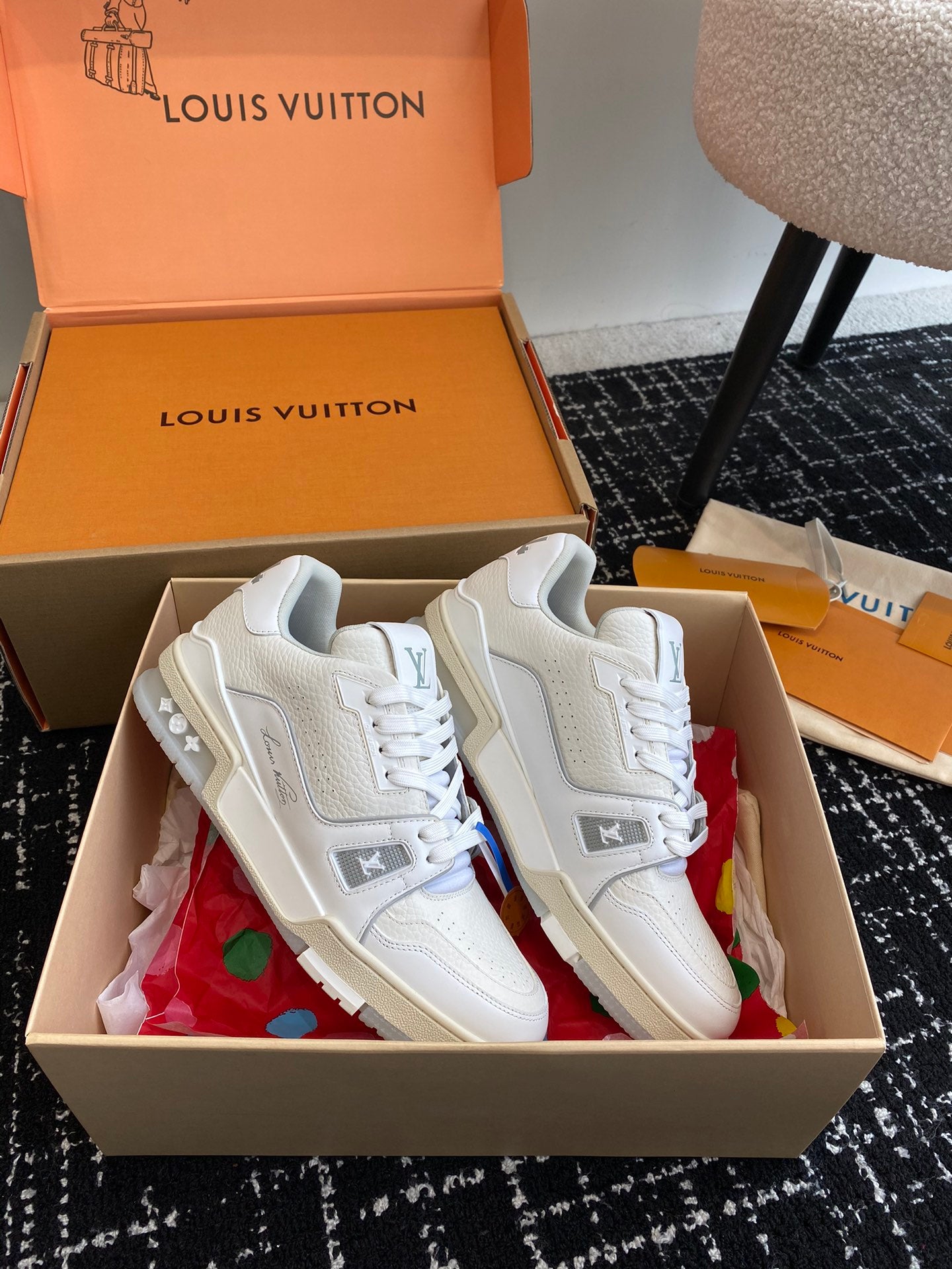 LV Trainer Sneaker, White Cement