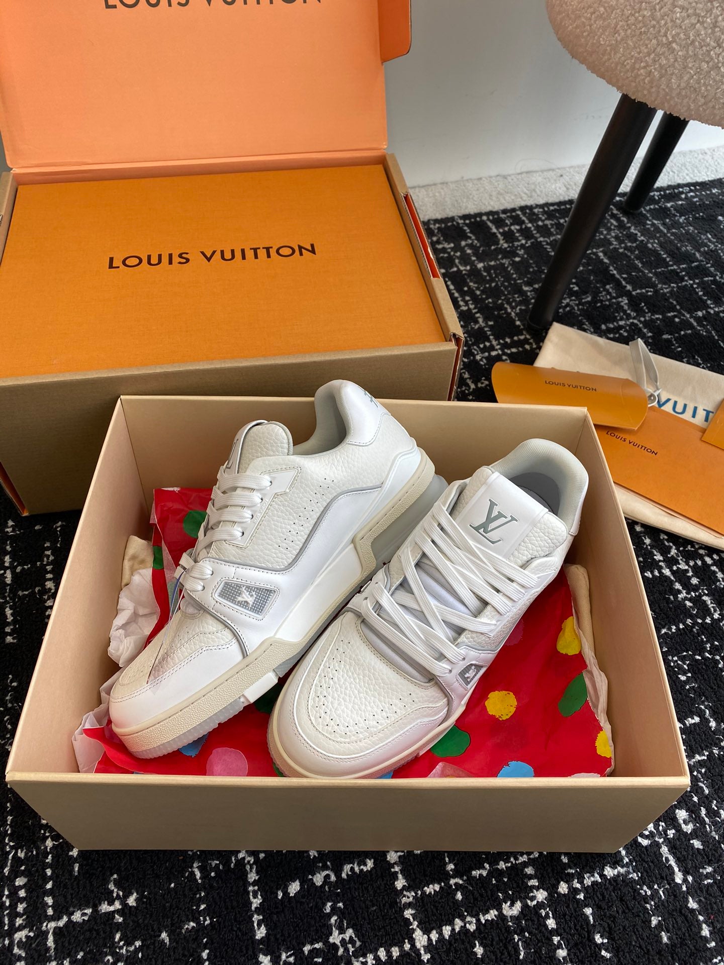 LV Trainer Sneaker, White Cement