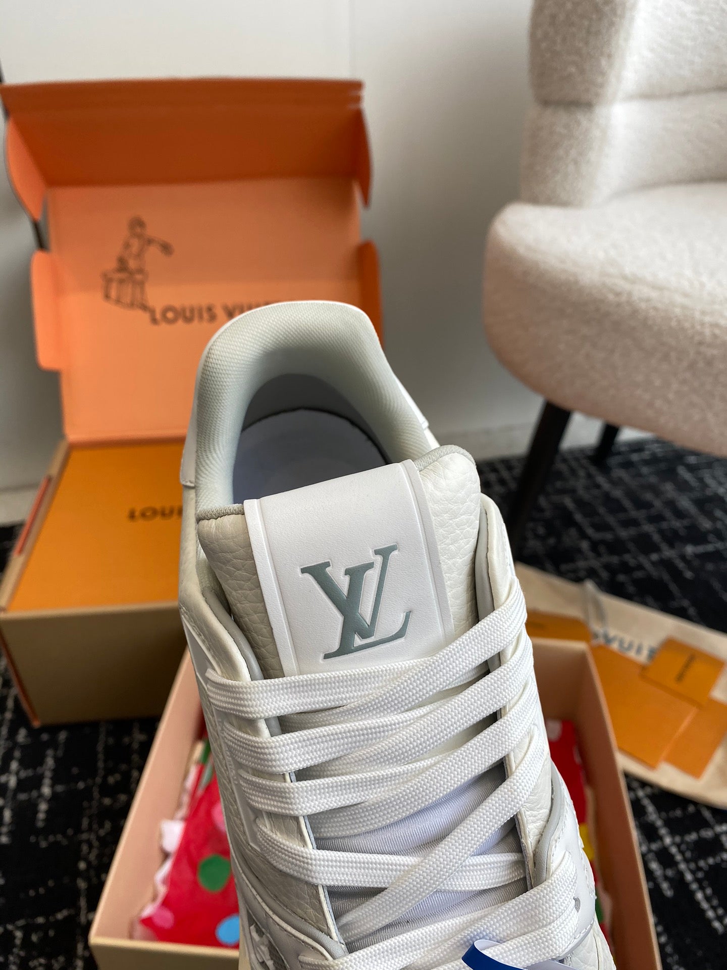 LV Trainer Sneaker, White Cement