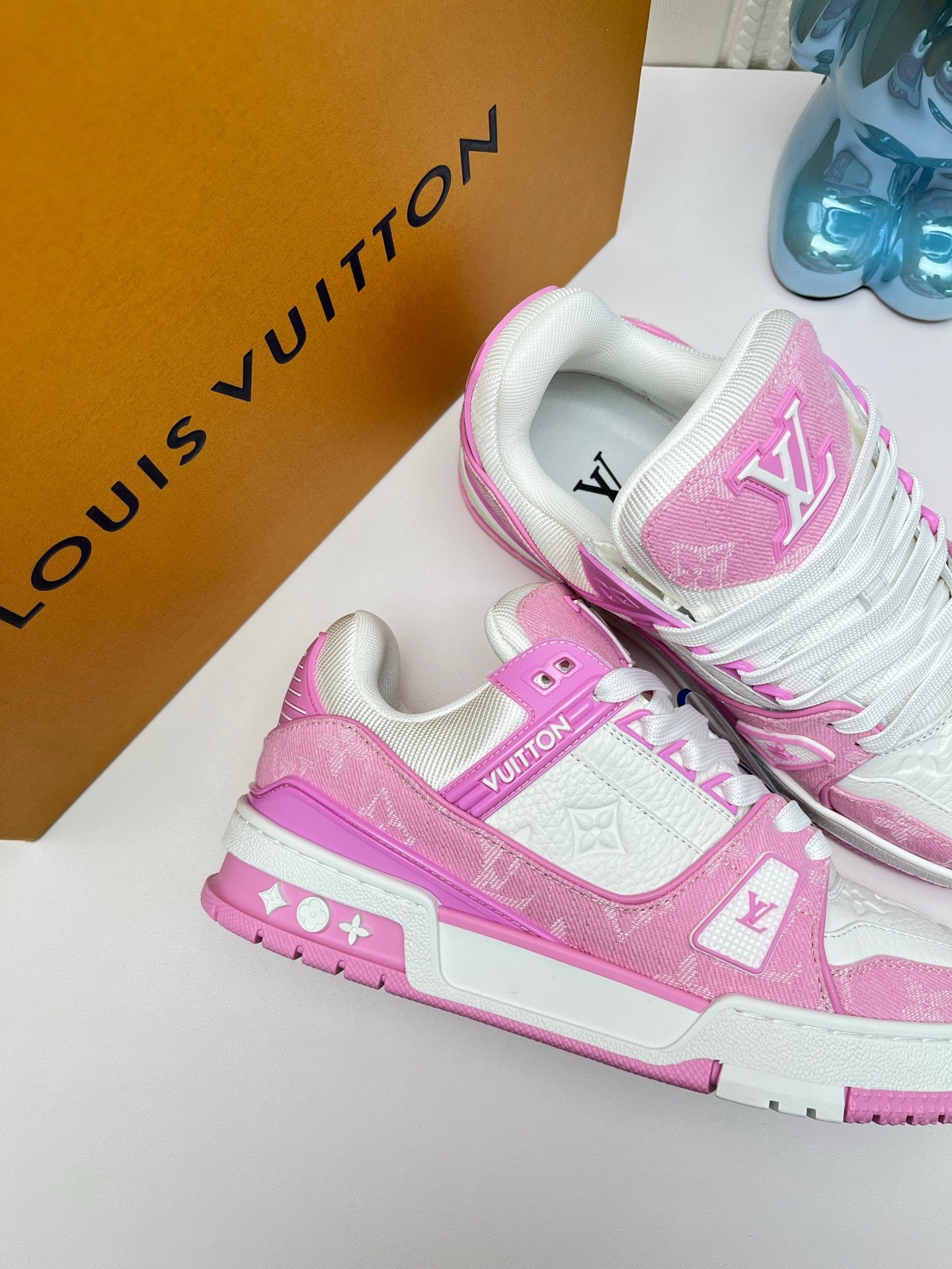 LV Trainer Sneaker, Denim Pink