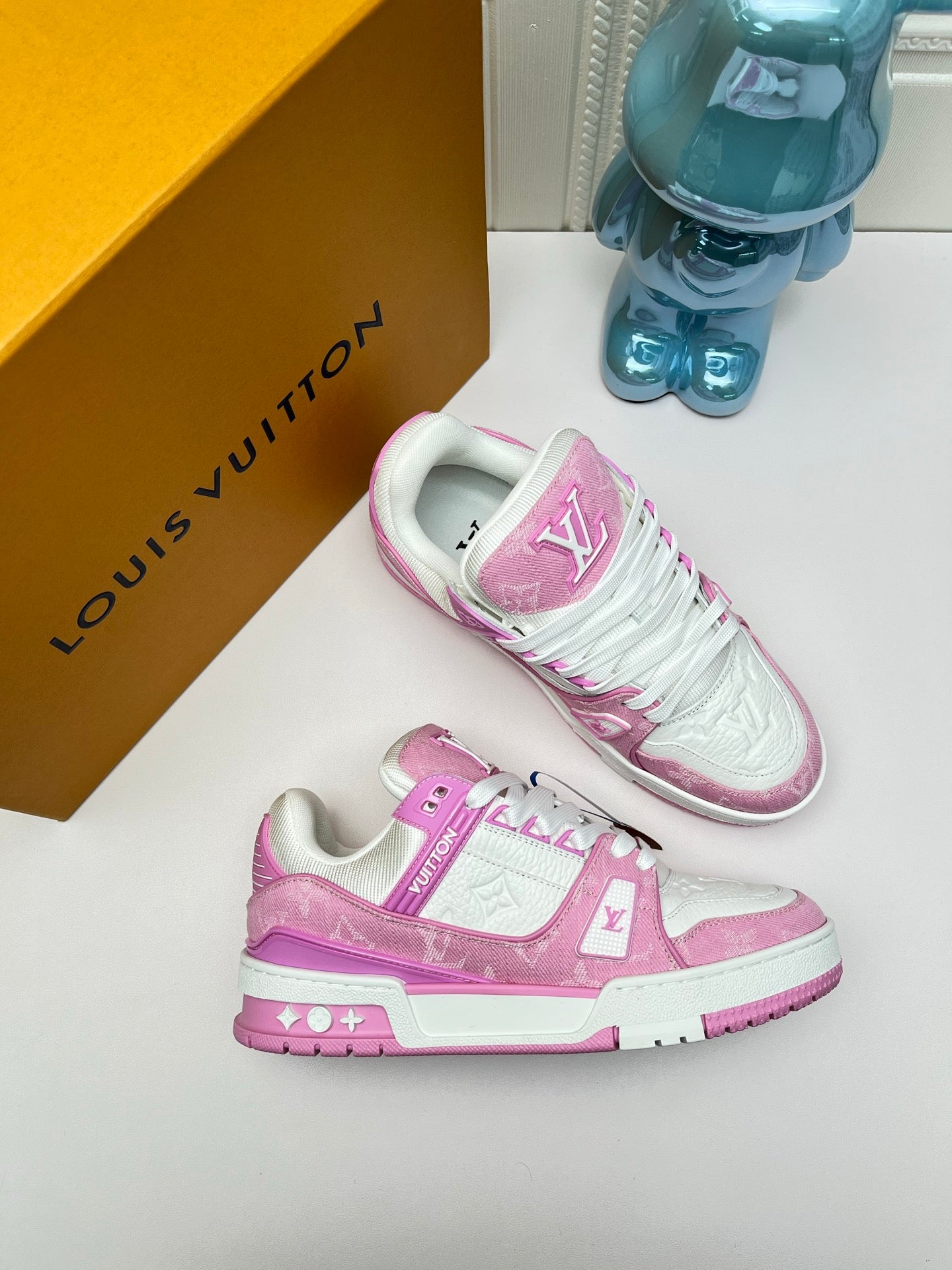 LV Trainer Sneaker, Denim Pink