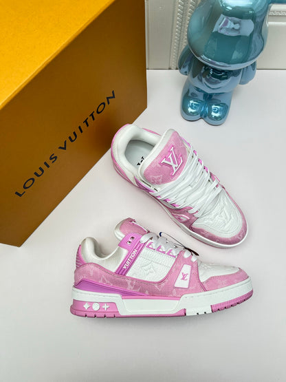 LV Trainer Sneaker, Denim Pink