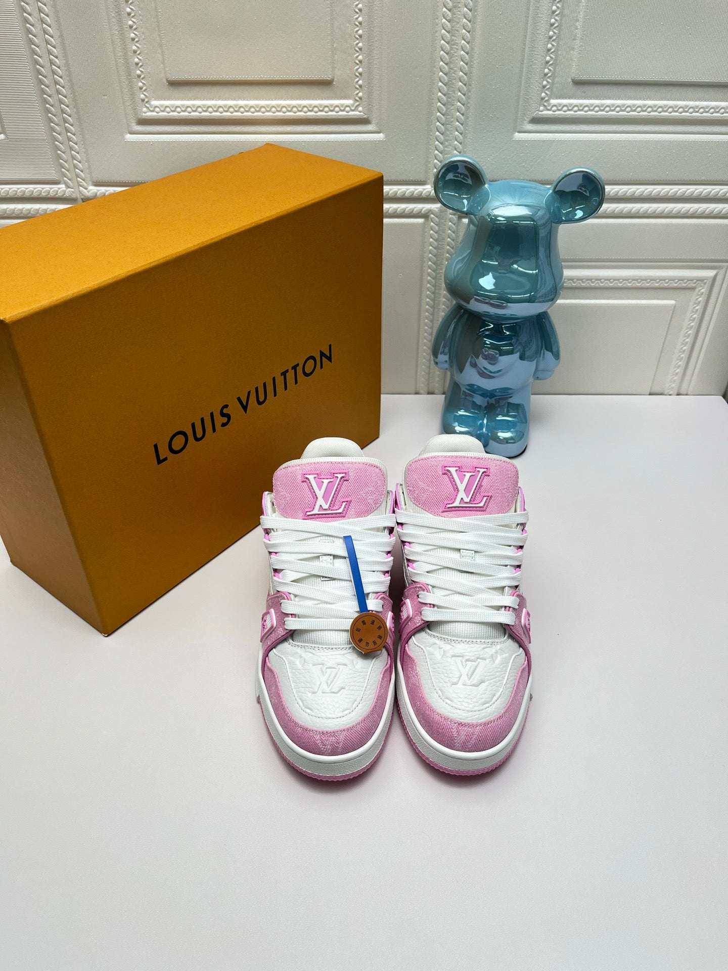 LV Trainer Sneaker, Denim Pink