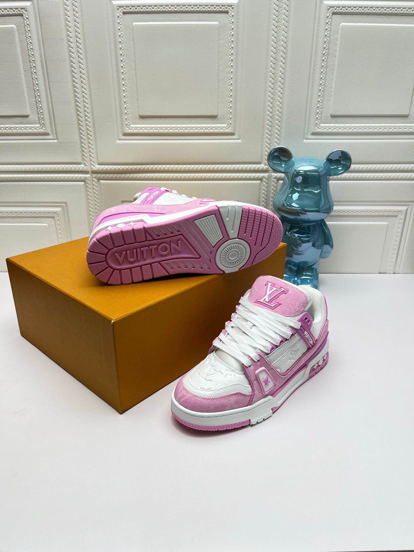 LV Trainer Sneaker, Denim Pink