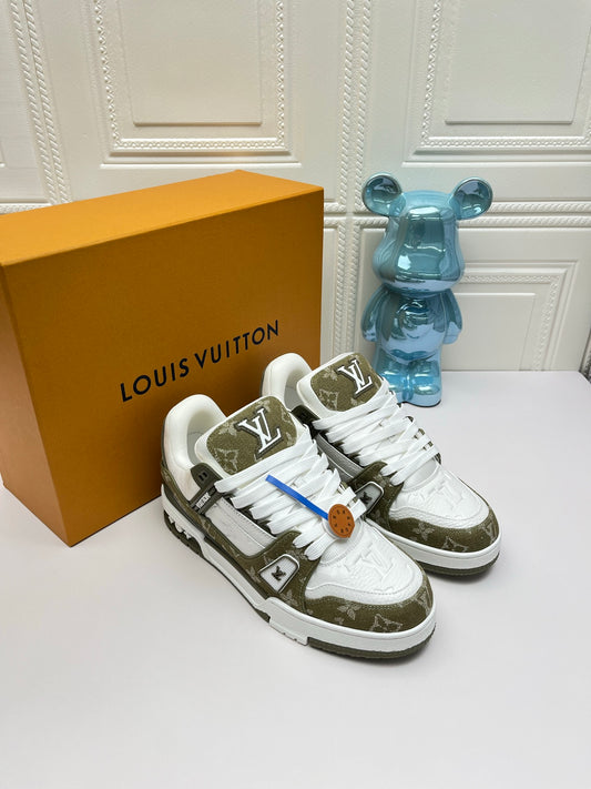 LV Trainer Sneaker, Denim Green