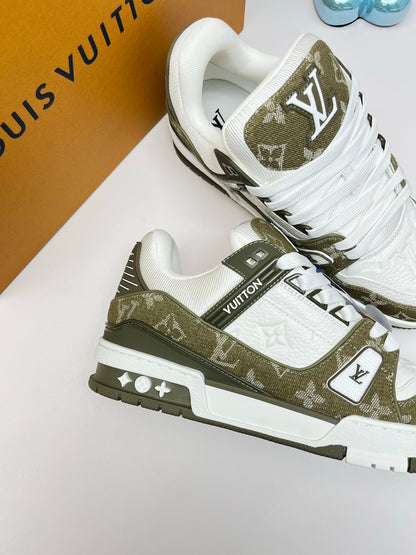 LV Trainer Sneaker, Denim Green