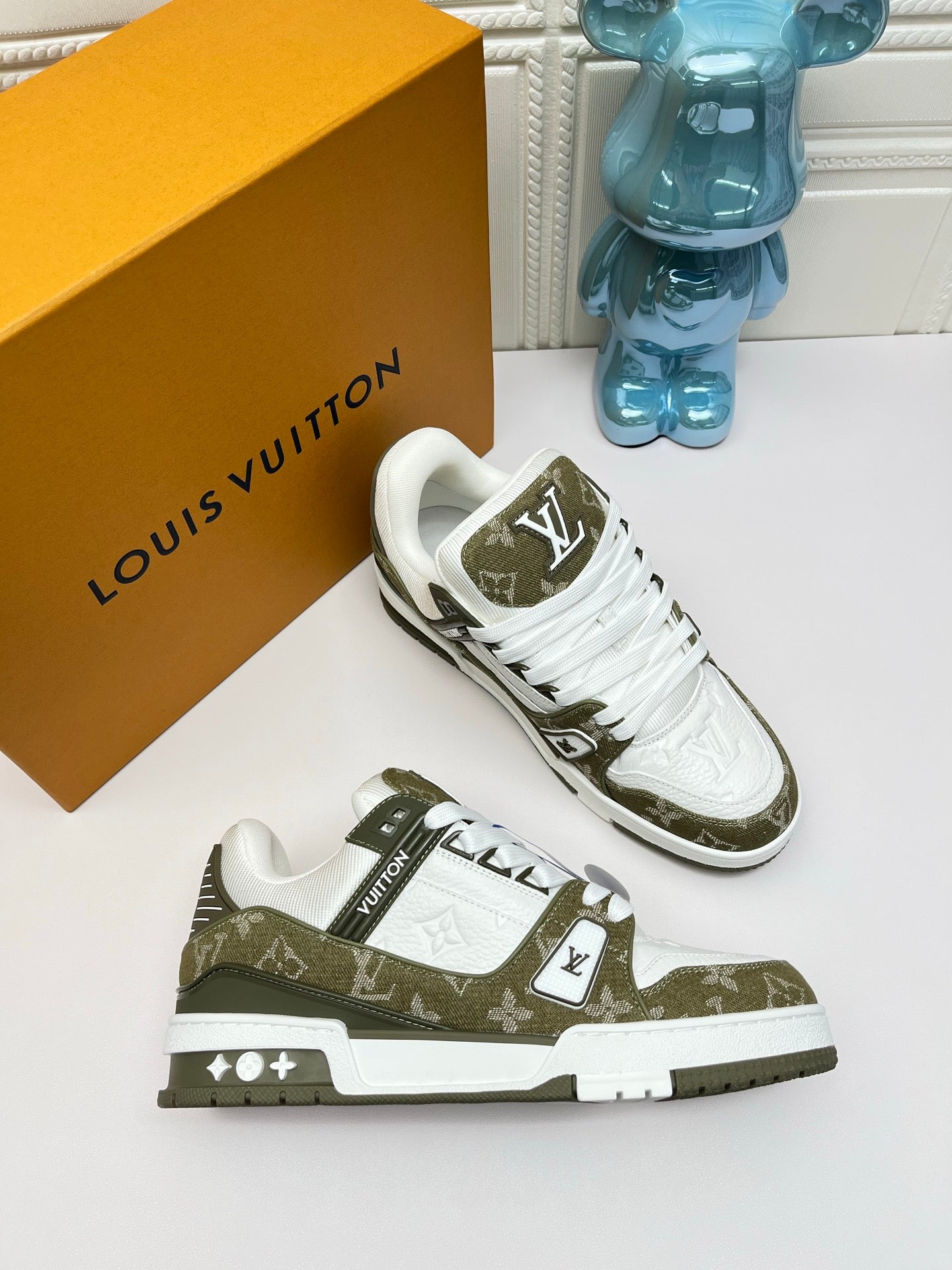 LV Trainer Sneaker, Denim Green