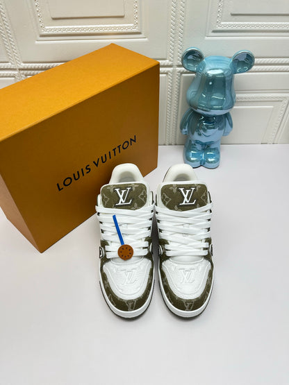 LV Trainer Sneaker, Denim Green