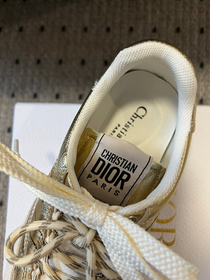 Dior D-Sketch Sneaker, Gold-Tone Crinkled Lambskin and Laminated Calfskin