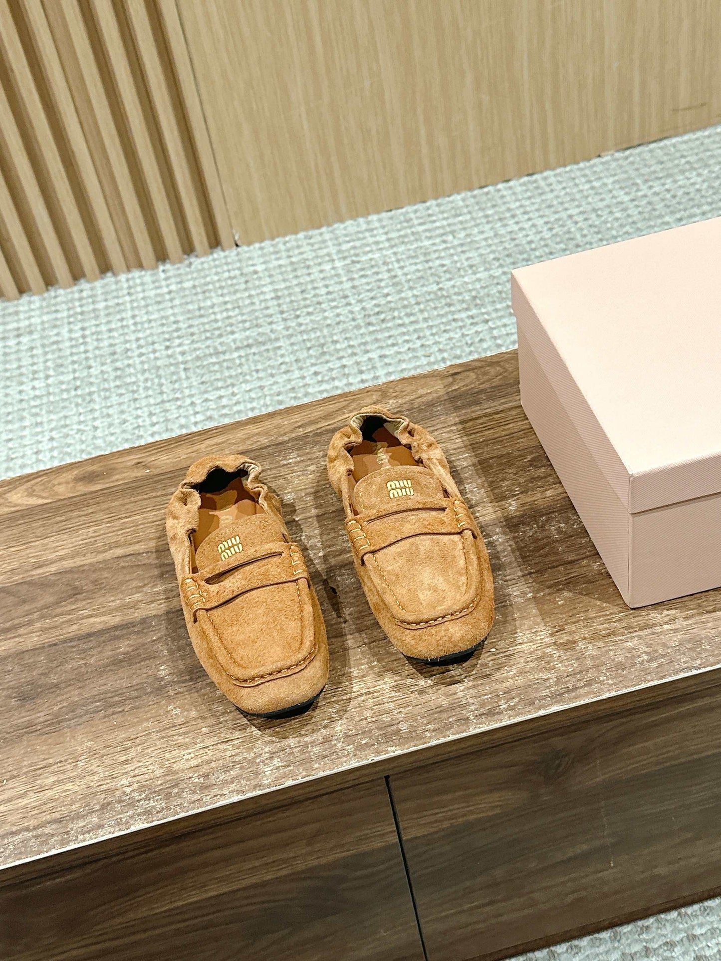 Miu Miu Suede Loafers, Sand