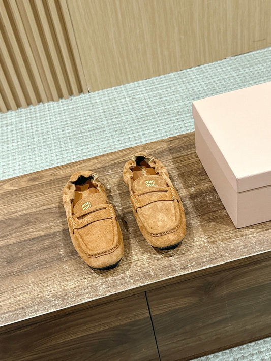 Miu Miu Suede Loafers, Sand