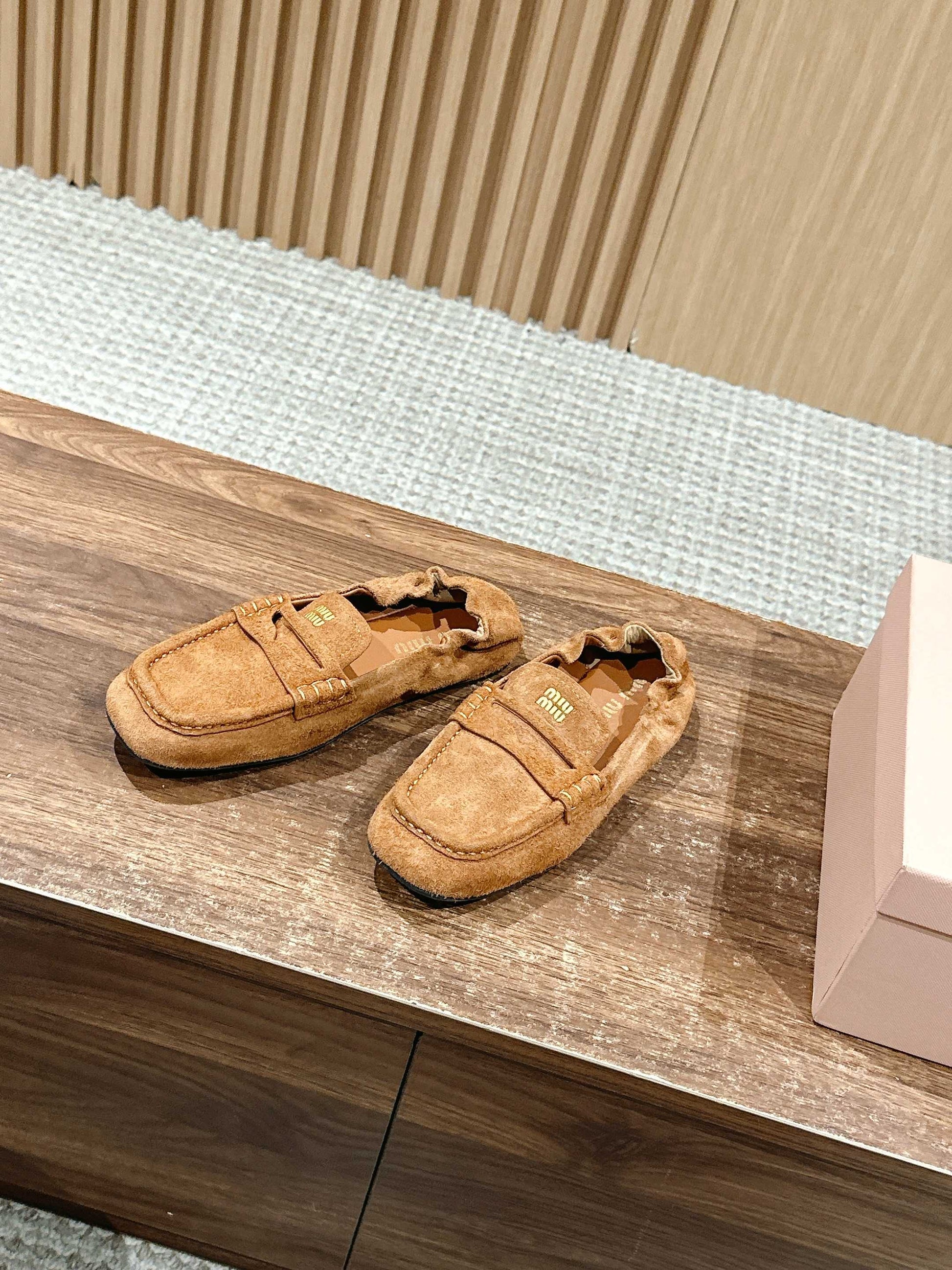 Miu Miu Suede Loafers, Sand