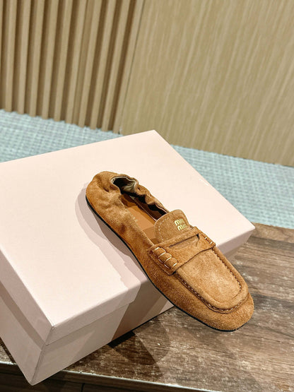 Miu Miu Suede Loafers, Sand