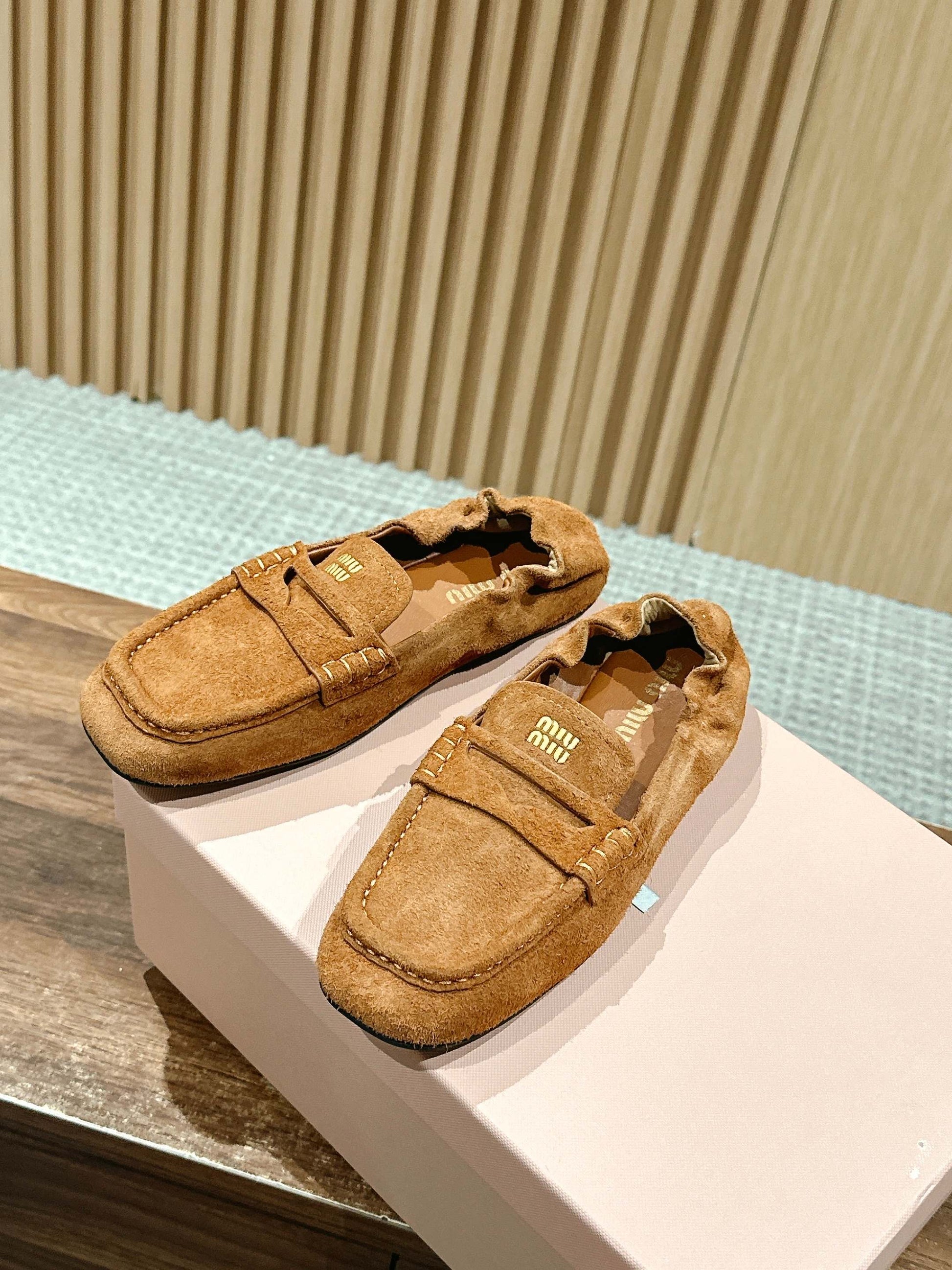 Miu Miu Suede Loafers, Sand